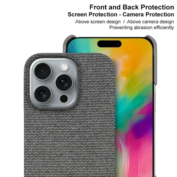 For iPhone 16 Pro Max imak Ruiyi Series Cloth Texture PU + PC Phone Case(Dark Grey)