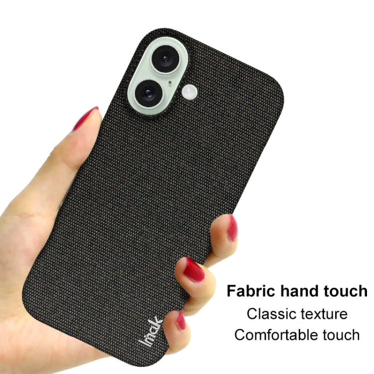 For iPhone 16 imak Ruiyi Series Cloth Texture PU + PC Phone Case(Black)