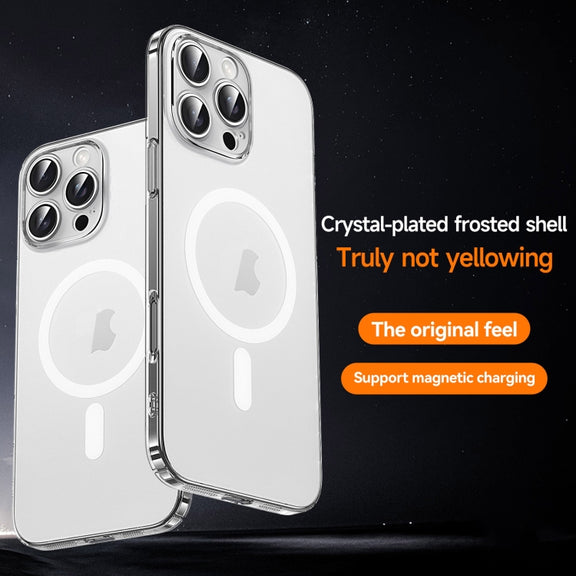 For iPhone 16 Pro SULADA Crystal Sand Series Electroplating Frosted MagSafe Magnetic Phone Case(Transparent)