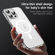 For iPhone 16 Pro SULADA Crystal Sand Series Electroplating Frosted MagSafe Magnetic Phone Case(Transparent)