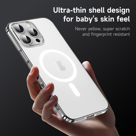 For iPhone 16 Pro SULADA Crystal Sand Series Electroplating Frosted MagSafe Magnetic Phone Case(Transparent)
