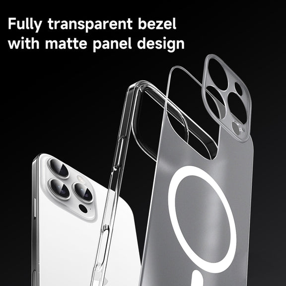 For iPhone 16 Pro SULADA Crystal Sand Series Electroplating Frosted MagSafe Magnetic Phone Case(Transparent)