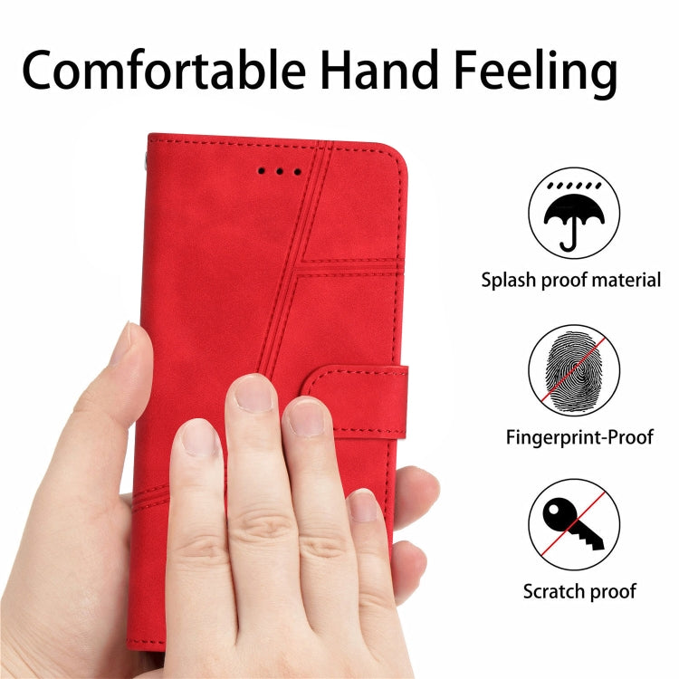 For iPhone 16 Skin-feel Stitching Leather Phone Case(Red)