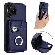 For Huawei Pura 70 Pro / 70 Pro+ Organ Card Bag Ring Holder Phone Case(Blue)