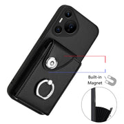 For Huawei Pura 70 Pro / 70 Pro+ Organ Card Bag Ring Holder Phone Case(Black)