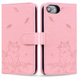 For iPhone 16e Cute Cat Embossed Leather Phone Case(Pink) - iPhone 16e Cases by PMC TechLife | Online Shopping South Africa | PMC TechLife | Buy Now Pay Later Mobicred