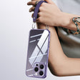 For iPhone 16 Pro Max SULADA  Electroplated Clear TPU Soft Frame Phone Case with Wrist Strap(Purple) - free shipping - PMC TechLife - Order now!