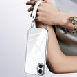 For iPhone 16 Plus SULADA  Electroplated Clear TPU Soft Frame Phone Case with Wrist Strap(Silver) - iPhone 16 Plus Cases by SULADA | Online Shopping South Africa | PMC TechLife | Buy Now Pay Later Mobicred