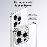 For iPhone 16 SULADA  Electroplated Clear TPU Soft Frame Phone Case with Wrist Strap(Purple)