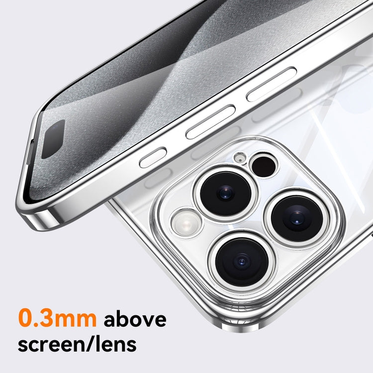 For iPhone 16 Plus SULADA  Electroplated Clear TPU Soft Frame Phone Case with Wrist Strap(Purple)