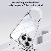 For iPhone 16 SULADA  Electroplated Clear TPU Soft Frame Phone Case with Wrist Strap(Silver)