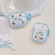 For AirPods 3 Glitter Starry Epoxy Dried Flowers Earbuds Box TPU Case(Purple)