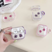 For AirPods 3 Glitter Snowflake Epoxy Dried Flowers Earbuds Box TPU Case(Light Blue)