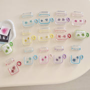 For AirPods 3 Glitter Snowflake Epoxy Dried Flowers Earbuds Box TPU Case(Dark Blue)