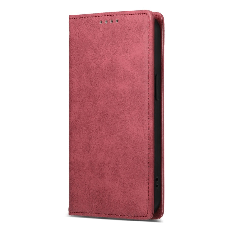 For iPhone 16 Business Solid Color Magnetic RFID Leather Phone Case(Red)