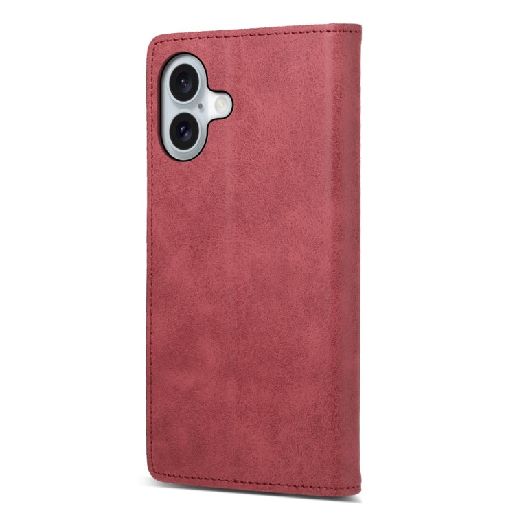 For iPhone 16 Business Solid Color Magnetic RFID Leather Phone Case(Red)