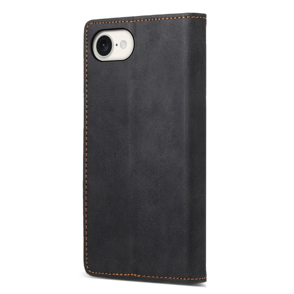 For iPhone 16e Business Solid Color Magnetic RFID Leather Phone Case(Black)