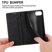 For iPhone 16e Business Solid Color Magnetic RFID Leather Phone Case(Black)