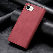 For iPhone 16e Business Solid Color Magnetic RFID Leather Phone Case(Red)