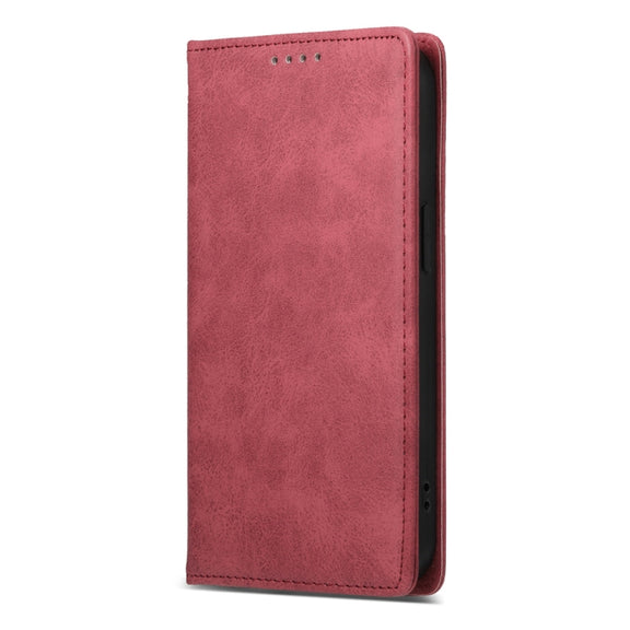 For iPhone 16e Business Solid Color Magnetic RFID Leather Phone Case(Red)