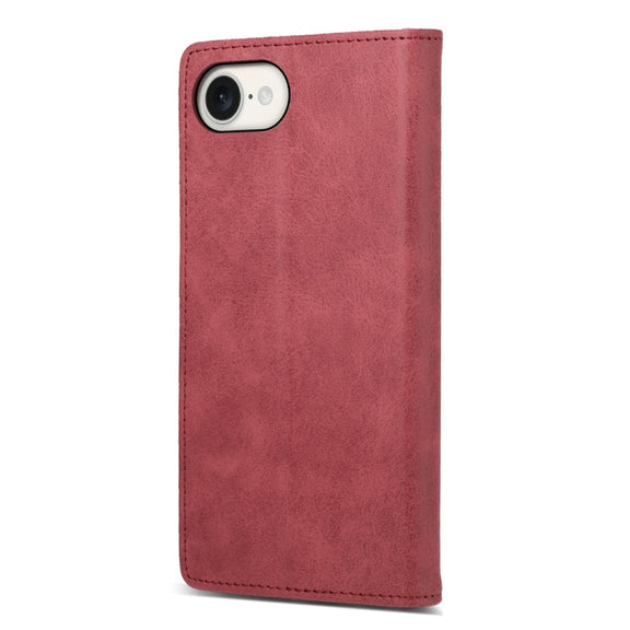 For iPhone 16e Business Solid Color Magnetic RFID Leather Phone Case(Red)