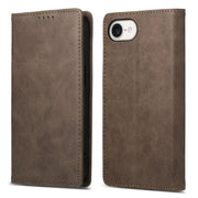 For iPhone 16e Business Solid Color Magnetic RFID Leather Phone Case(Brown)