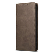 For iPhone 16e Business Solid Color Magnetic RFID Leather Phone Case(Brown)