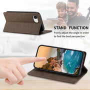 For iPhone 16e Business Solid Color Magnetic RFID Leather Phone Case(Brown)