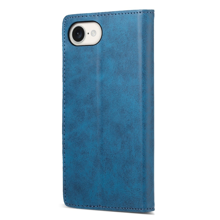 For iPhone 16e Business Solid Color Magnetic RFID Leather Phone Case(Blue)