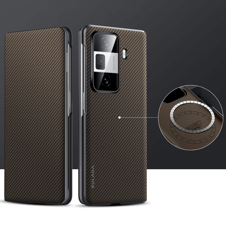 For Honor Magic Vs3 SULADA Kevlar 600D Texture Smart Window Leather Phone Case(Brown)