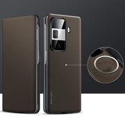 For Honor Magic Vs3 SULADA Kevlar 600D Texture Smart Window Leather Phone Case(Brown)