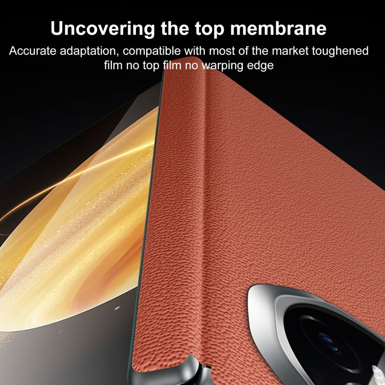 For Honor Magic Vs3 SULADA Frameless Top Layer Cowhide Leather + PC Phone Case(Brown)