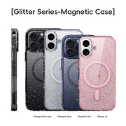 For iPhone 16 Pro Glitter Powder MagSafe Magnetic Phone Case(Transparent Black)