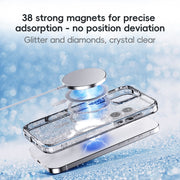 For iPhone 16 Pro Max Glitter Powder MagSafe Magnetic Phone Case(Transparent Titanium Blue)
