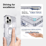 For iPhone 16 Pro Max Glitter Powder MagSafe Magnetic Phone Case(Transparent Titanium Blue)