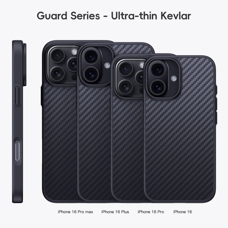 For iPhone 16 Pro Carbon Fiber Kevlar MagSafe Magnetic Phone Case(Black)