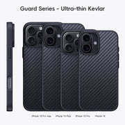 For iPhone 16 Pro Carbon Fiber Kevlar MagSafe Magnetic Phone Case(Black)
