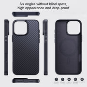For iPhone 16 Pro Carbon Fiber Kevlar MagSafe Magnetic Phone Case(Black)