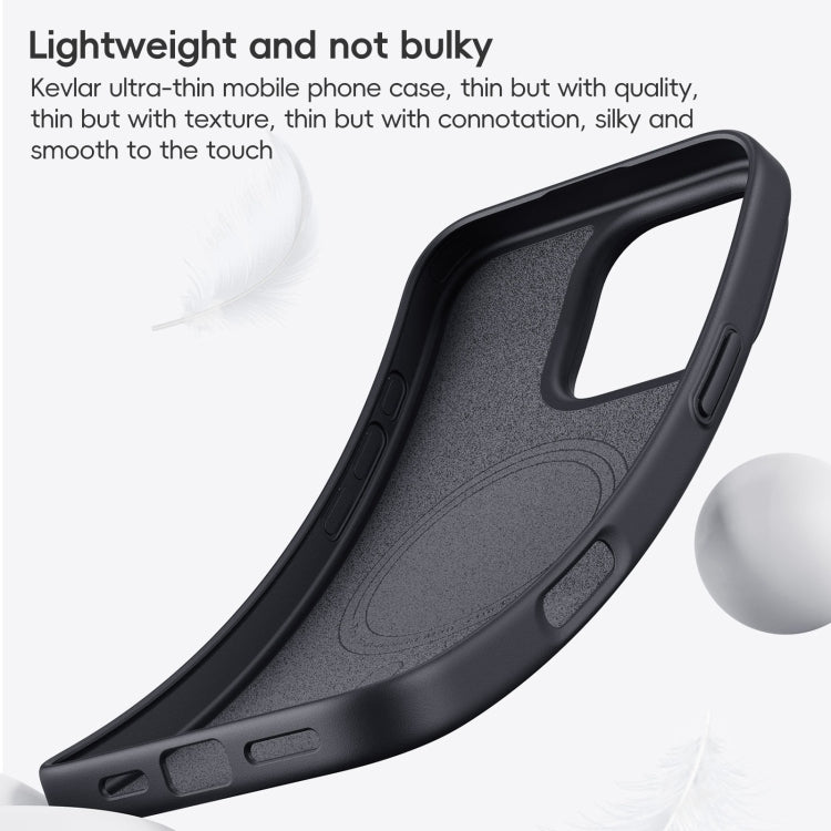 For iPhone 16 Plus Carbon Fiber Kevlar MagSafe Magnetic Phone Case(Black)