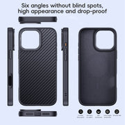 For iPhone 16 Plus Carbon Fiber Kevlar Lens Holder MagSafe Magnetic Phone Case(Black)