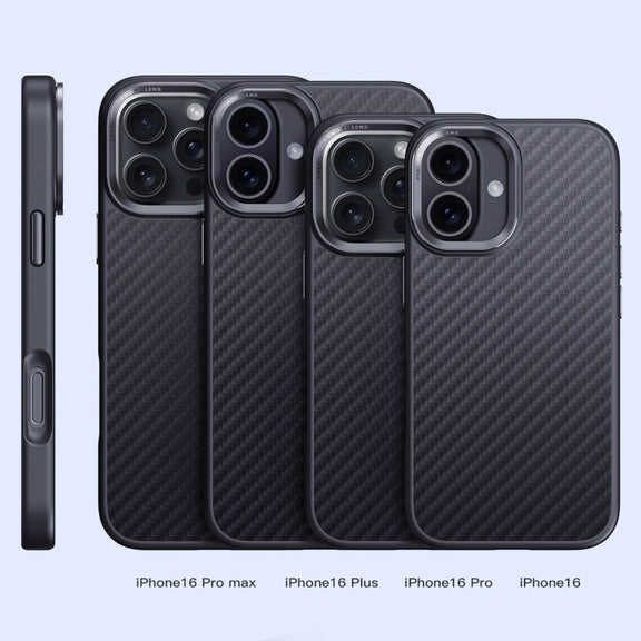 For iPhone 16 Plus Carbon Fiber Kevlar MagSafe Magnetic Phone Case(Black)