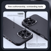 For iPhone 16 Carbon Fiber Kevlar MagSafe Magnetic Phone Case(Black)