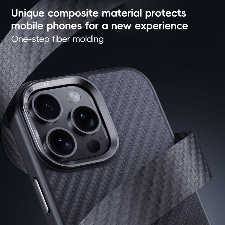 For iPhone 16 Carbon Fiber Kevlar MagSafe Magnetic Phone Case(Black)