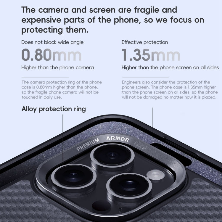 For iPhone 16 Plus Carbon Fiber Kevlar MagSafe Magnetic Phone Case(Black)