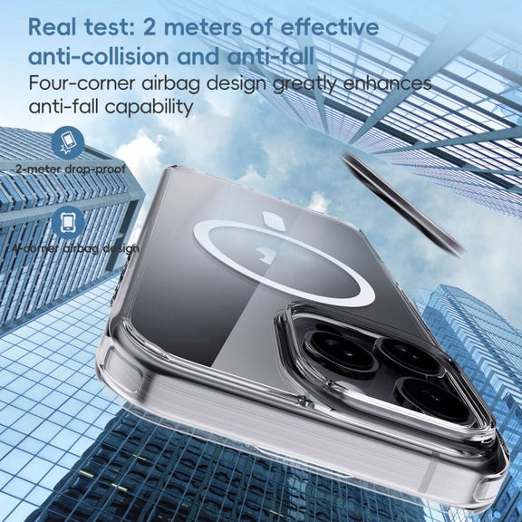 For iPhone 16 Pro Max Crystal Clear MagSafe Magnetic Phone Case(Transparent Black)