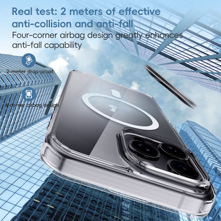 For iPhone 16 Pro Crystal Clear MagSafe Magnetic Phone Case(Transparent Titanium Blue)