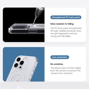 For iPhone 16 Plus Crystal Clear Frosted MagSafe Magnetic Phone Case(Transparent Titanium Blue)