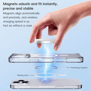 For iPhone 16 Plus Crystal Clear Frosted MagSafe Magnetic Phone Case(Transparent Titanium Blue)