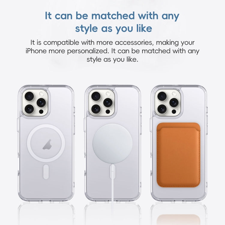 For iPhone 16 Pro Crystal Clear Frosted MagSafe Magnetic Phone Case(Transparent)