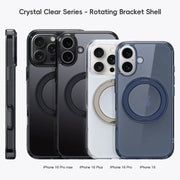 For iPhone 16 Crystal Clear MagSafe Magnetic Holder Phone Case(Transparent)